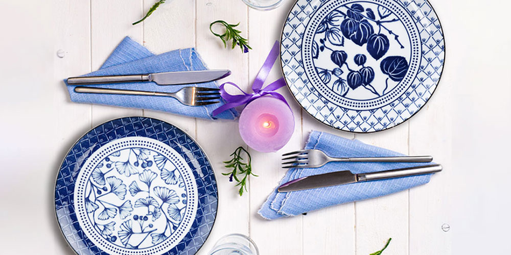 Asian plate sets with different designs