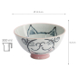 Preview: TDS, Rice Bowl, Kawaii Neko Cat, Pink, Ø 11.5 x 6.2cm 300ml - Item No. 2343