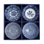 Preview: TDS, Tayo Bowl Giftset, 4-piece set, Hana Blue, White/Blue, Ø 15x7cm 500ml, Item No. 33811