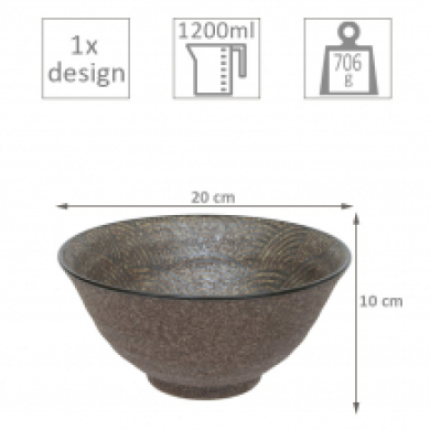 TDS, Bowl, Mino Yaki, Ø 20x10cm 1200ml, Item No. 14453