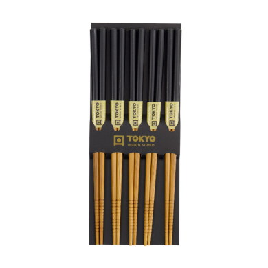 Bamboo Schwarz 5 Paar Essstäbchen bei Tokyo Design Studio