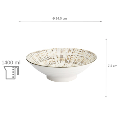 TDS, Noodle Bowl, Mixed Bowls Sabi Kobiki, White, Ø 24.5x7.5cm - Item No. 17029