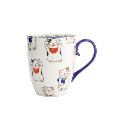 TDS, Kawaii Lucky Cat Mug with Giftbox, White Classic Cat, Ø 8.5x10.2cm 380ml , Item No. 17619
