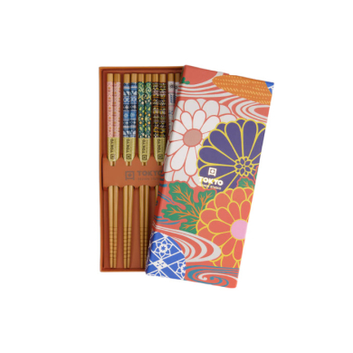 Orange Flower Chopstick Set 5 pair at Tokyo Design Studio (picture 1 of 5)