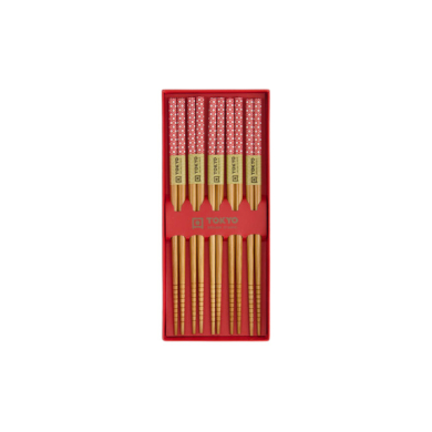 Red Multi Pattern Chopstick Set 5 pair at Tokyo Design Studio (picture 4 of 5)