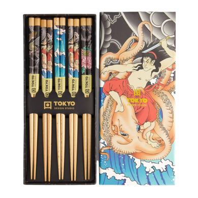 Yakuza Octopus Chopstick Set 5 pair at Tokyo Design Studio (picture 2 of 4)