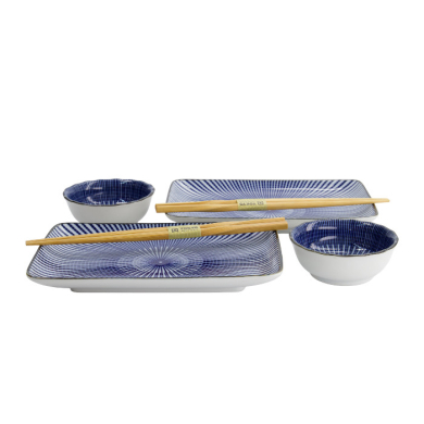TDS, Sushi Set, Kotobuki, mit Chopsticks, Tokusa, 4-tlg., 20,5x13,2x2,2cm & 9,3x3,2cm (120ml), Art.-Nr. 22045