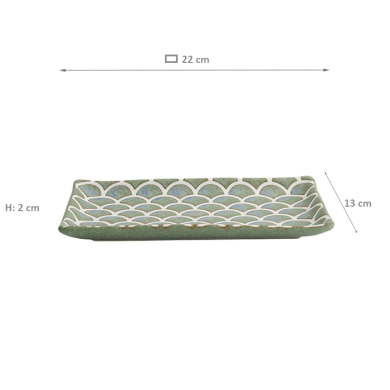 TDS, Sushi Plate, Vert Sauge Mermaid Design, 22x13x2cm, Item No. 33166