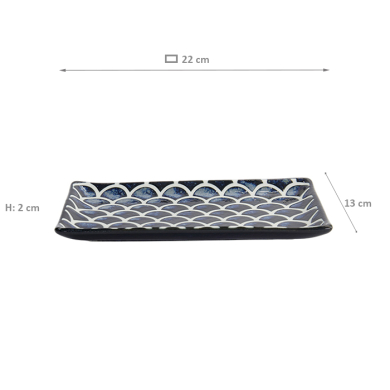 TDS, Sushi Platte, Cobalt Blue Mermaid Design, 22x13x2cm, Art.-Nr. 33168