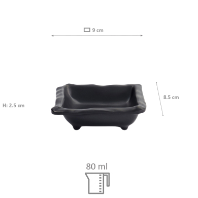 TDS, Saucen-Schale, Melamine Iwate Black, 9x8,5x2,5cm 80ml, Art.-Nr. 33285