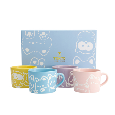 TDS, Mug Giftset, 4-piece set, Kawaii Animals, Ø 8 x 6cm, Item No. 33396