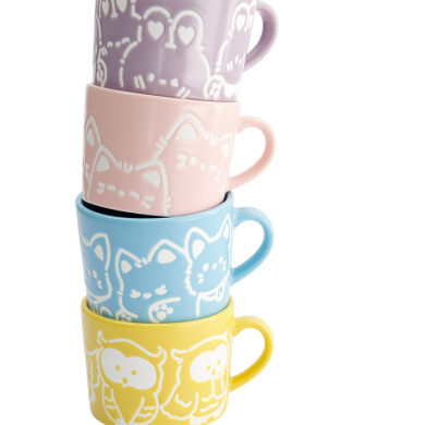TDS, Mug Giftset, 4-piece set, Kawaii Animals, Ø 8 x 6cm, Item No. 33396