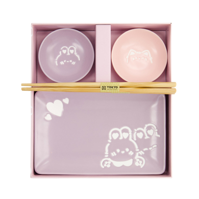 TDS, Sushi Set, Kawaii Rabbit Cat , Geschenkset, 4-tlg. mit Essstäbchen, Art.-Nr. 33483