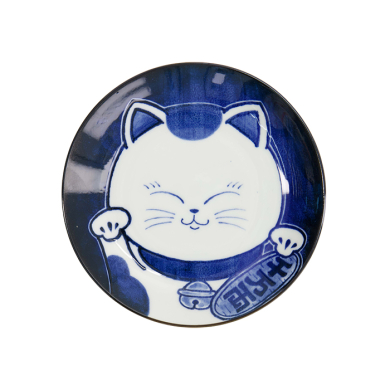 TDS, Runder Teller, Kawaii Cat Neko, Blau, Ø 16,7x2,8cm, Art.-Nr. 33500