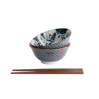 TDS, Tayo Bowl Giftset with chopsticks, Asakusa, 2-piece set, Ø 14.8x7cm 550ml, Item No. 33604