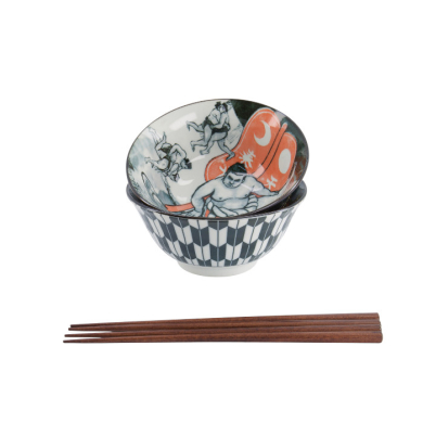 TDS, Tayo Bowl Giftset with chopsticks, Asakusa, 2-piece set, Ø 14.8x7cm 550ml, Item No. 33605