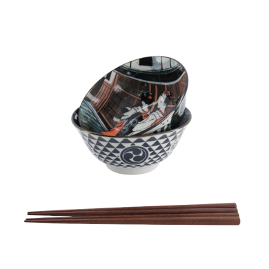 TDS, Tayo Bowl Giftset with chopsticks, Asakusa, 2-piece set, Ø 14.8x7cm 550ml, Item No. 33606