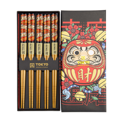 TDS, 5 Paar Essstäbchen-Geschenkset, Daruma, Art.-Nr. 33701
