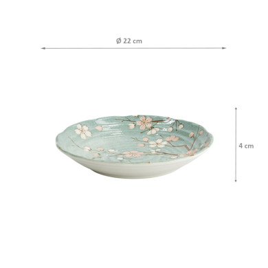 TDS, Plate, Fujisakura, Green Ø 22x4 cm, Item No. 33709