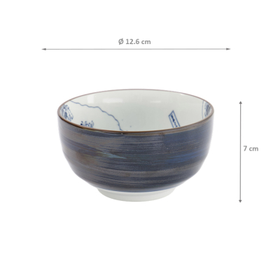 TDS, Tayo Bowl, Hokusai, White/Blue, Ø 12.6 x 7 cm - Item No. 33729