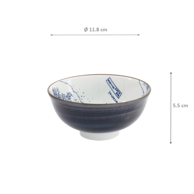 TDS, Rice Bowl, Hokusai, White/Blue, Ø 11.8 x 5.5 cm - Item No. 33730