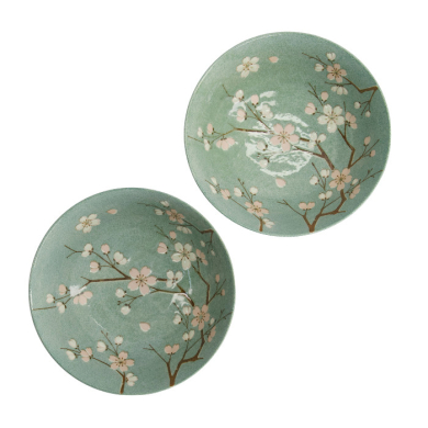 TDS, Ramen Bowl Giftset, Fujisakura, 6-piece set, Green, Ø 21x7.8cm 1000ml, Item No. 33785