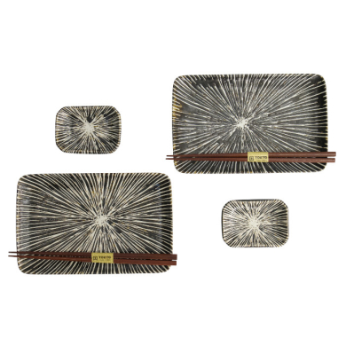 TDS, Sushi Set, Brown Tokusa, Giftset with Chopsticks, 6-piece set, Item No. 33847