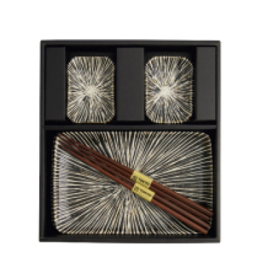 TDS, Sushi Set, Brown Tokusa, Giftset with Chopsticks, 6-piece set, Item No. 33847