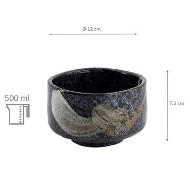TDS, Matcha Schale, Black Brush, Ø 12x7,5cm, 500ml, Art.-Nr. 33904