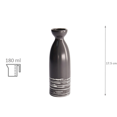 TDS, Sake-Bottle, Black Maru, 17.5cm 180ml, Item No. 7476