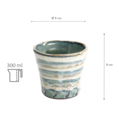 TDS, Teebecher, Grün/Beige Stripe, Ø 9 x 9 cm 300 ml, Art.-Nr. 22085