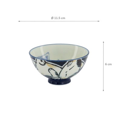 TDS, Rice Bowl, Kawaii Sleeping Cat, Blue, Ø 11.5 x 6 cm - Item No. 33764
