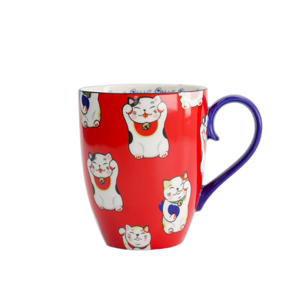 Rot klassische Katze Kawaii Glückliche Katze (Lucky cat) Tasse in Geschenkbox bei Tokyo Design Studio (Bild 5 von 7)
