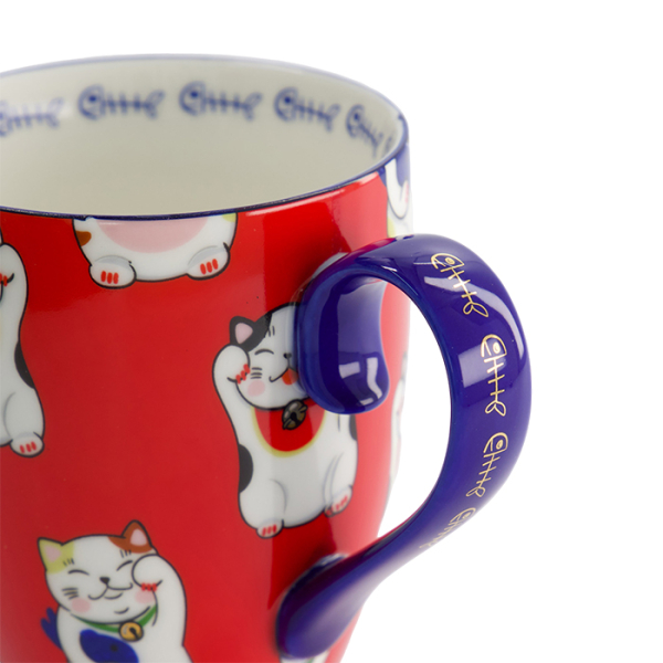 Rot klassische Katze Kawaii Glückliche Katze (Lucky cat) Tasse in Geschenkbox bei Tokyo Design Studio (Bild 6 von 7)