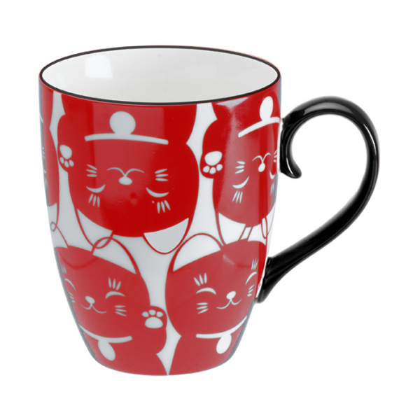 Rote Katze Kawaii Glückliche Katze (Lucky Cat) Tasse in Geschenkbox bei Tokyo Design Studio (Bild 2 von 3)