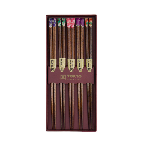 TDS, 5 Paar Essstäbchen, Japan Flower, 22,5 cm, Art.-Nr. 17865