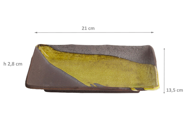 Shiratsu Yuzucha Nagashi Bk/gd Ø 21x13.5x2.8cm  Groß Eckige Platte bei Tokyo Design Studio (Bild 3 von 3)