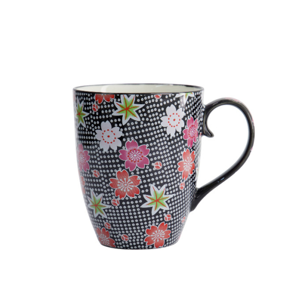 TDS, Kawaii Blume Tasse in Geschenkbox, Schwarz, 300ml, Ø 8,5x10,2cm , Item No.21175
