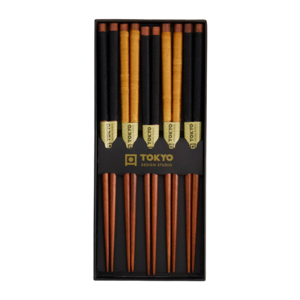 Gold Umbrella Chopstick Set 5 pair at Tokyo Design Studio (picture 4 of 4)