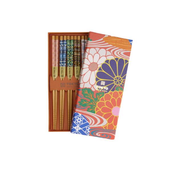 Orange Flower Chopstick Set 5 pair at Tokyo Design Studio (picture 1 of 5)