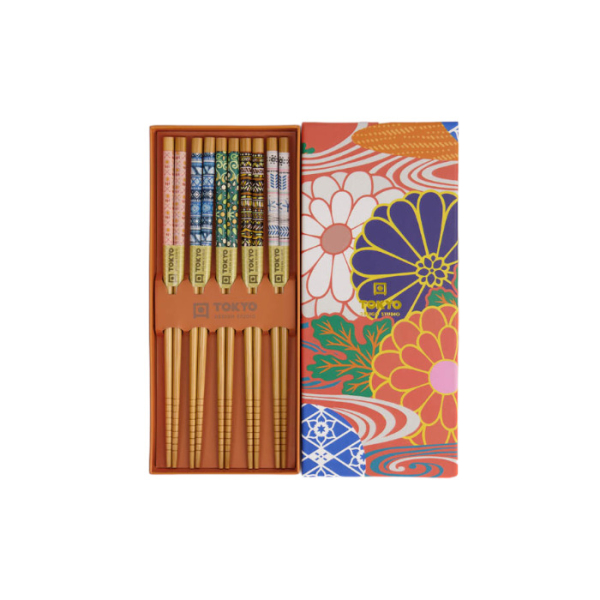 Orange Flower Chopstick Set 5 pair at Tokyo Design Studio (picture 2 of 5)