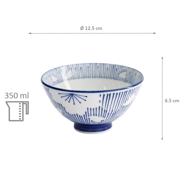 TDS, Rice Bowl, Sakura Stripe, Blau, Ø 12.5x6.5 cm, 350ml - Item No: 22247