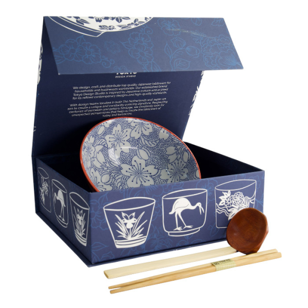 TDS, Ramen Bowl in Gift Box, Mixed Bowls Sakura, 3-piece set, Ø19.7 x 7 cm (1000 ml), Item No. 22540