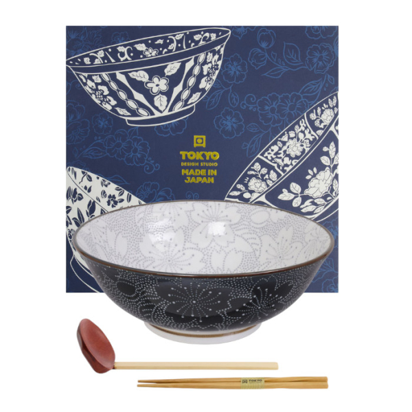 TDS, Ramen Bowl in Gift Box, Mixed Bowls Sakura, 3-piece set, Ø 19.7 x 7 cm (1000 ml), Item No. 22541