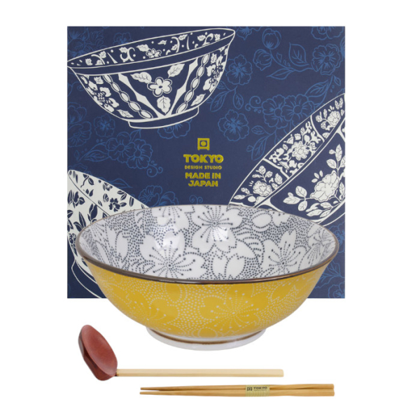 TDS, Ramen Bowl in Gift Box, Mixed Bowls Sakura, 3-piece set, Ø 19.7 x 7 cm (1000 ml), Item No. 22543