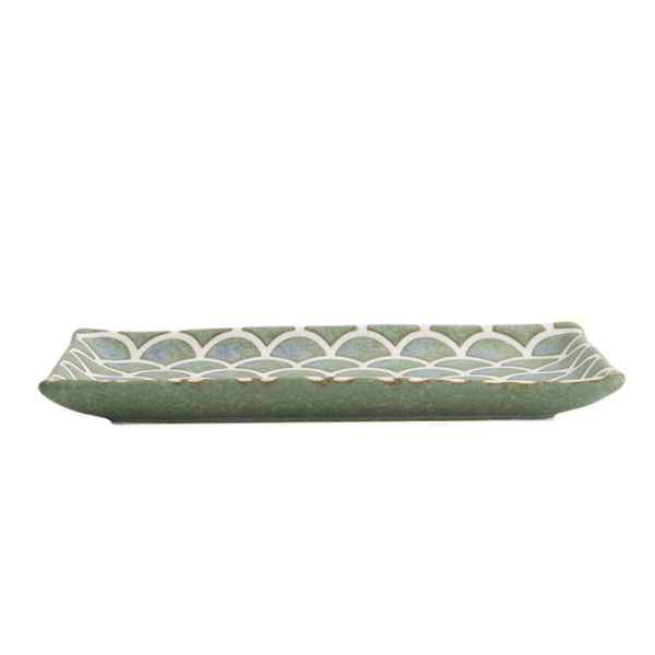 TDS, Sushi Plate, Vert Sauge Mermaid Design, 22x13x2cm, Item No. 33166