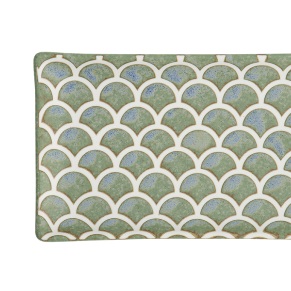 TDS, Sushi Plate, Vert Sauge Mermaid Design, 22x13x2cm, Item No. 33166