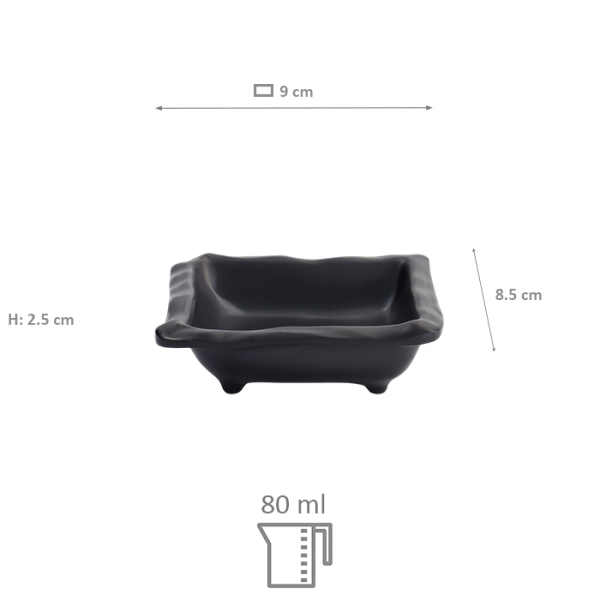 TDS, Saucen-Schale, Melamine Iwate Black, 9x8,5x2,5cm 80ml, Art.-Nr. 33285