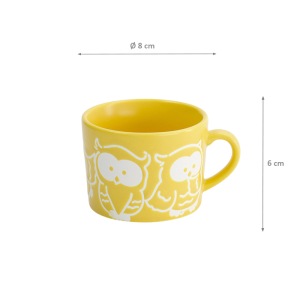 TDS, Tasse, Kawaii Owl, Gelb, Ø 8 x 6 cm - Art Nr. 33392