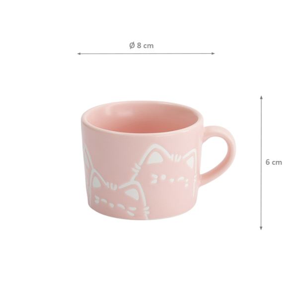 TDS, Tasse, Kawaii Cat, Rosa, Ø 8 x 6 cm - Art Nr. 33394